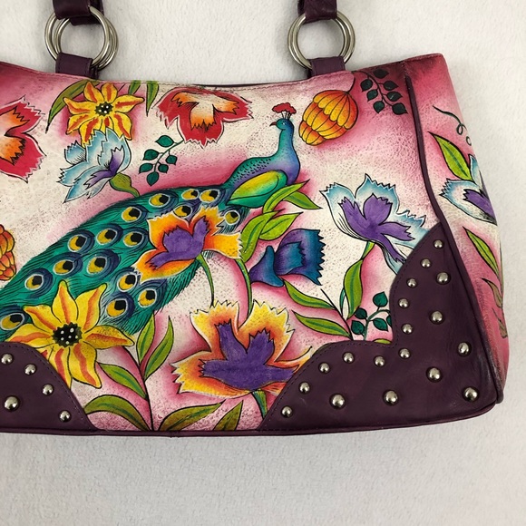 Biacci Hand Painted Leather Shoulder Bag - Picture 2 of 8
